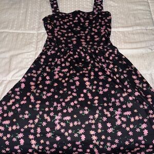 Floral Black and Pink Women's Dress